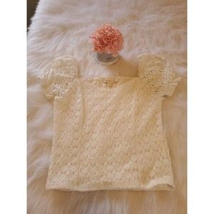 Monteau Los Angeles Ivory Embroidered Crop Top Size Medium
